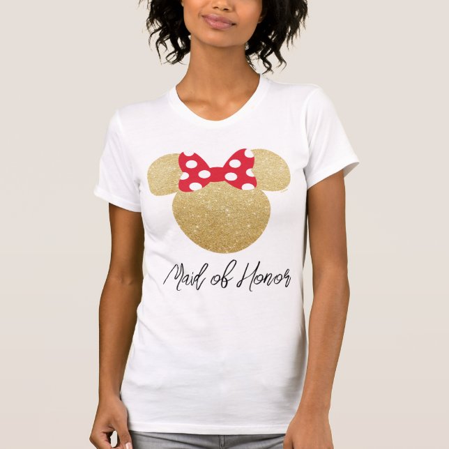 Disney's Minnie Mouse Gold and Red Maid of Honor T-Shirt (Front)