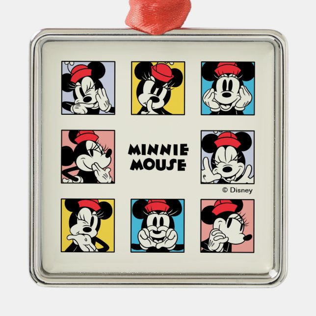 Disney's Minnie Mouse Grid Metal Ornament (Front)