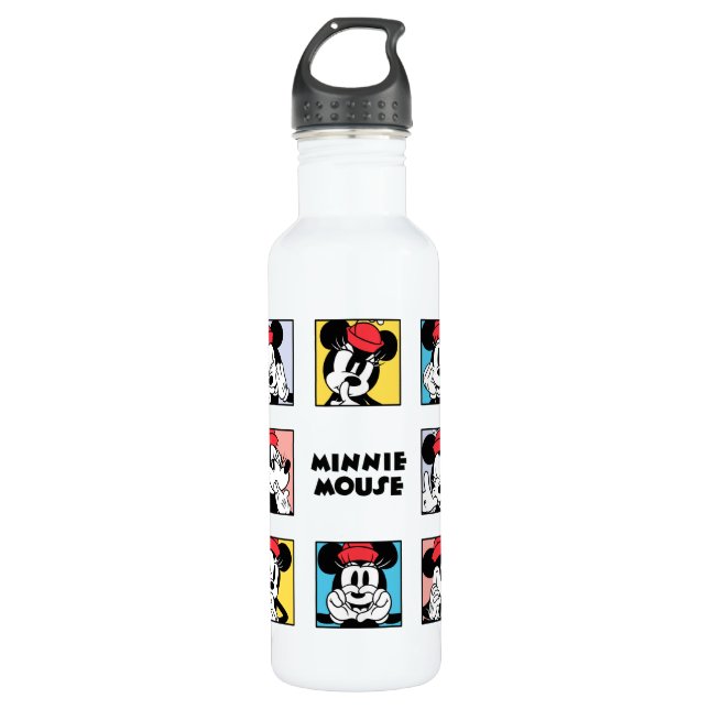 Disney's Minnie Mouse Grid Stainless Steel Water Bottle (Front)