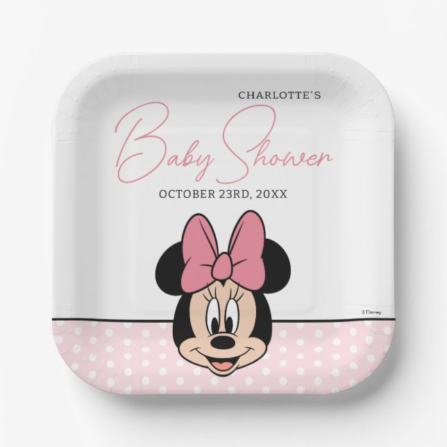 Disney's Minnie Mouse | Polka Dot Baby Shower Paper Plates (Front)