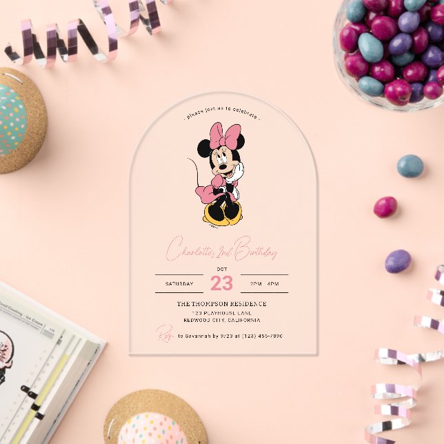 Disney's Minnie Mouse | Polka Dot Girl's Birthday Acrylic Invitations (Insitu (Celebration))