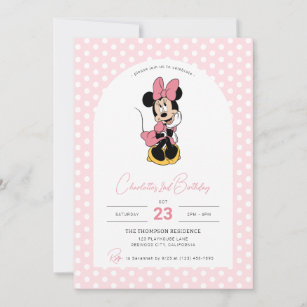 Disney's Minnie Mouse   Polka Dot Girl's Birthday Invitation