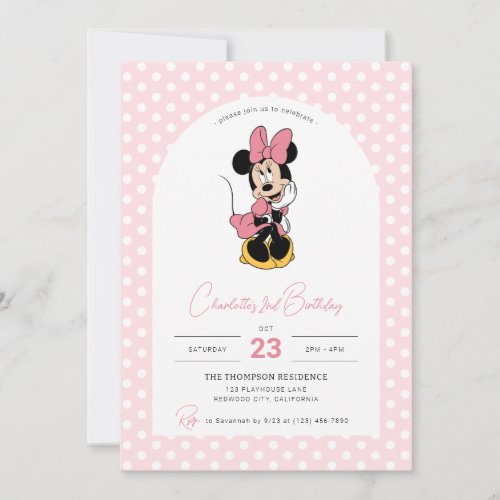 Disneys Minnie Mouse  Polka Dot Girls Birthday Invitation