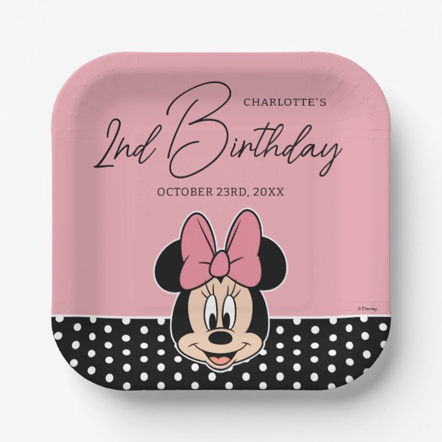 Disney's Minnie Mouse | Polka Dot Girl's Birthday Paper Plates (Front)
