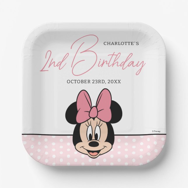 Disney's Minnie Mouse | Polka Dot Girl's Birthday Paper Plates (Front)