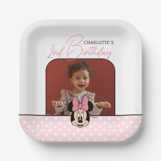 Disney's Minnie Mouse | Polka Dot Girl's Birthday Paper Plates (Front)