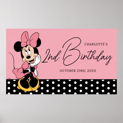 Disneys Minnie Mouse  Polka Dot Girls Birthday Poster