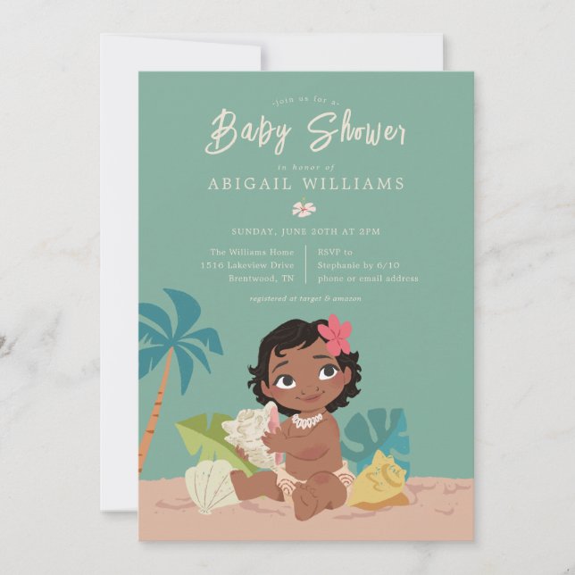 Disney's Moana Baby Shower Invitation (Front)