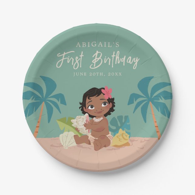 Disney's Moana Birthday Paper Plates (Front)
