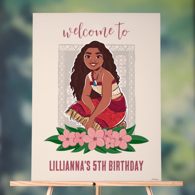 Disney's Moana Girl's Birthday Welcome Acrylic Sign (Neutral)