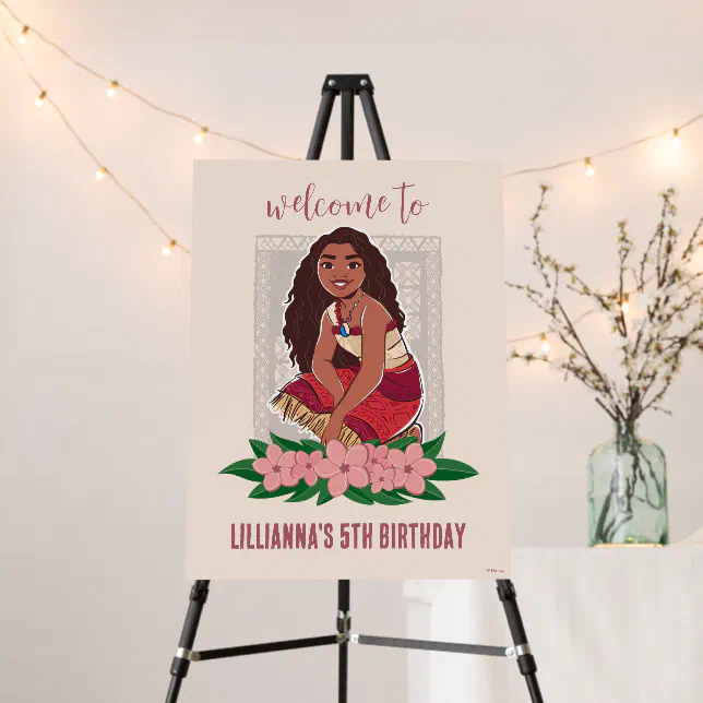 Disney's Moana Girl's Birthday Welcome Foam Board | Zazzle