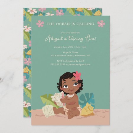 Disney's Moana | The Ocean Is Calling 1st Birthday Invitation
