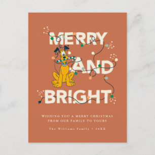 Disney's Pluto   Merry & Bright Holiday Photo Postcard
