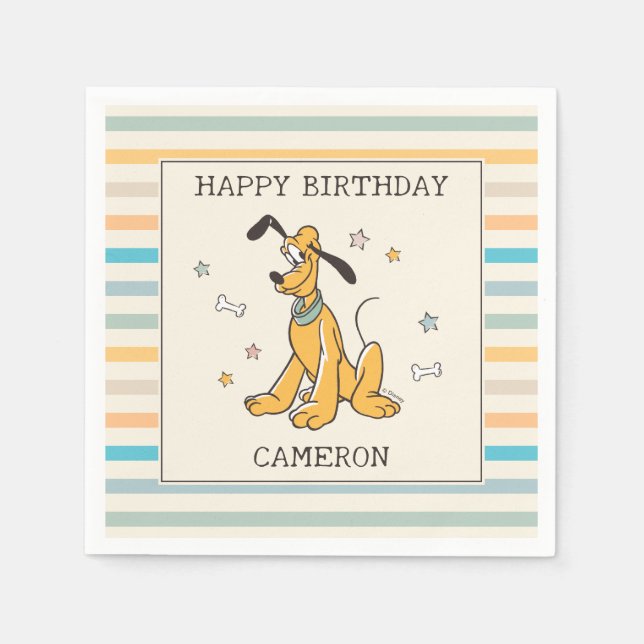 Disney's Pluto Striped Birthday Napkins (Front)