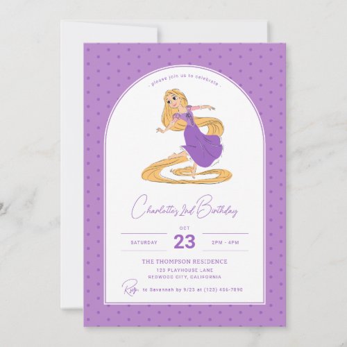 Disneys Rapunzel  Polka Dot Girls Birthday Invitation