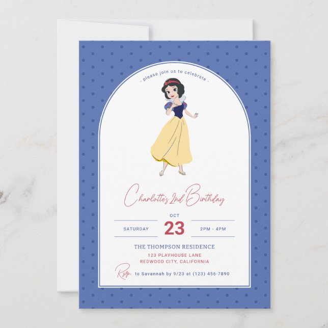 Disney's Snow White | Polka Dot Girl's Birthday Invitation (Front)