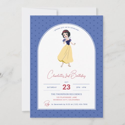 Disneys Snow White  Polka Dot Girls Birthday Invitation