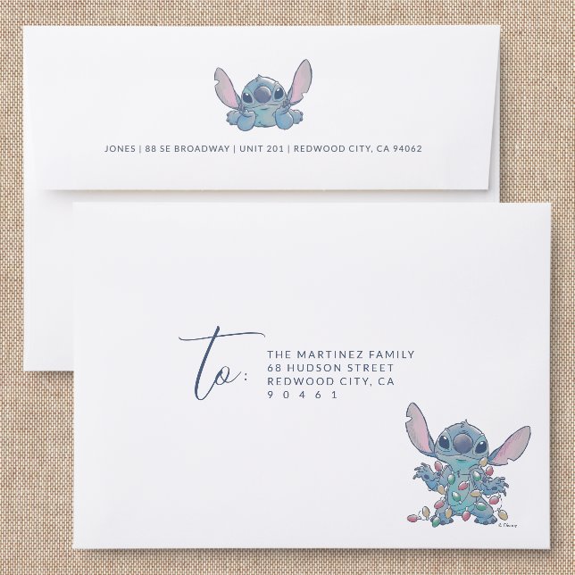 Disney's Stitch Back Addressed Envelopes (Linen)