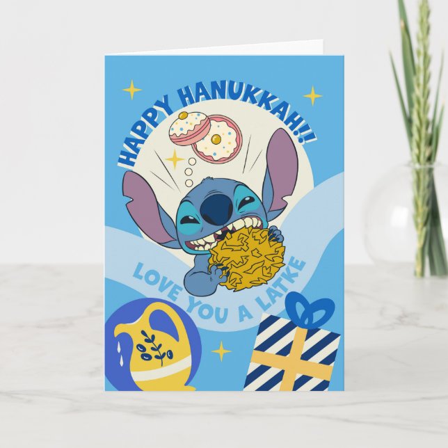 Disney's Stitch | Hanukkah - Love you a Latke Holiday Card (Front)
