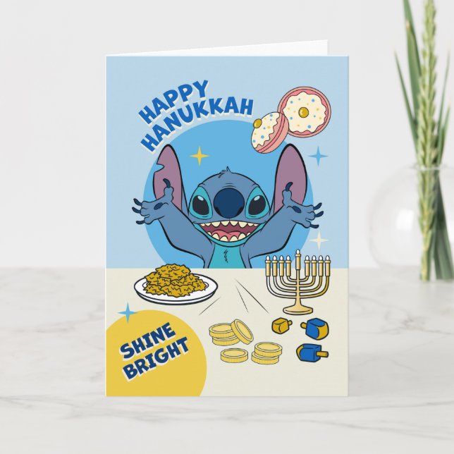 Disney's Stitch | Happy Hanukkah  Holiday Card (Front)