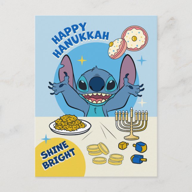 Disney's Stitch | Happy Hanukkah  Holiday Postcard (Front)