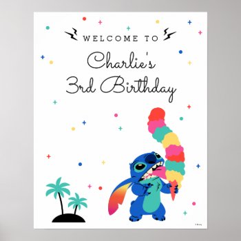 Disney's Stitch | Ice Cream Birthday Welcome Poster by LiloAndStitch at Zazzle
