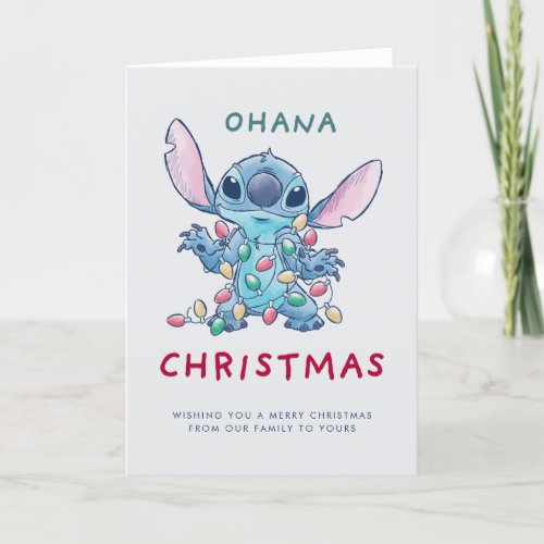 Disneys Stitch  Ohana Christmas Holiday Card