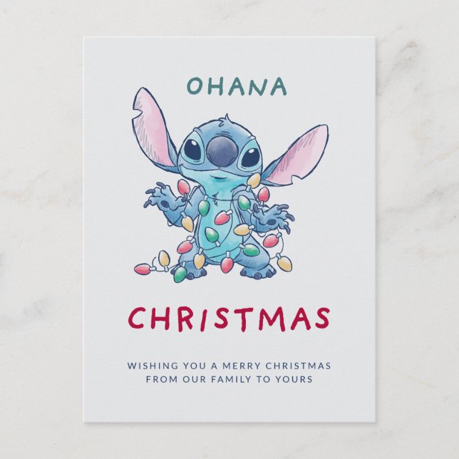 Disney's Stitch | Ohana Christmas Photo Holiday Postcard (Front)