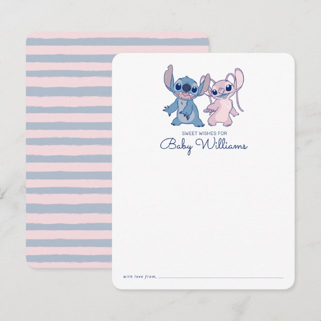 Disney's Stitch | Twin Boy & Girl Baby Shower Note Card (Front/Back)