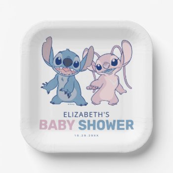 Disney's Stitch | Twin Boy & Girl Baby Shower Paper Plates by LiloAndStitch at Zazzle
