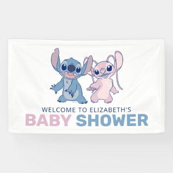 Disney's Stitch | Twins Baby Shower Welcome Banner by LiloAndStitch at Zazzle