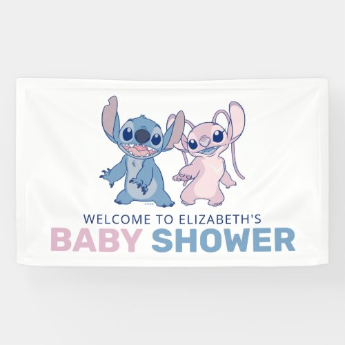 Disneys Stitch  Twins Baby Shower Welcome Banner