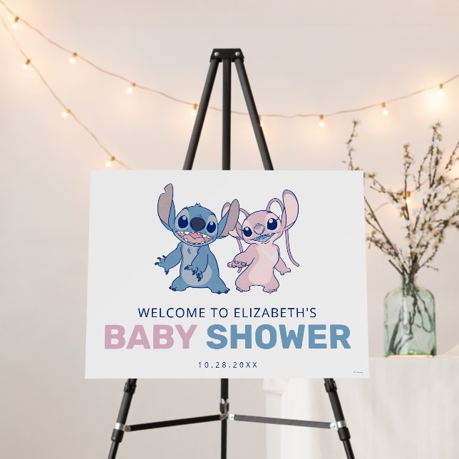 Disney's Stitch | Twins Baby Shower Welcome Foam Board (In Situ (Stand))