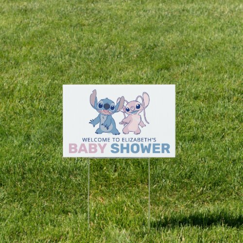 Disneys Stitch  Twins Baby Shower Welcome Sign