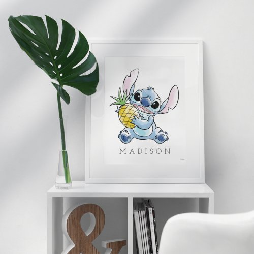 Disneys Stitch Watercolor Aloha Nursery Poster