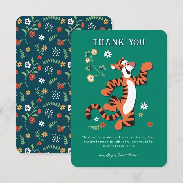Disney's Tigger Whimsical Birthday  Thank You Card (Front/Back)