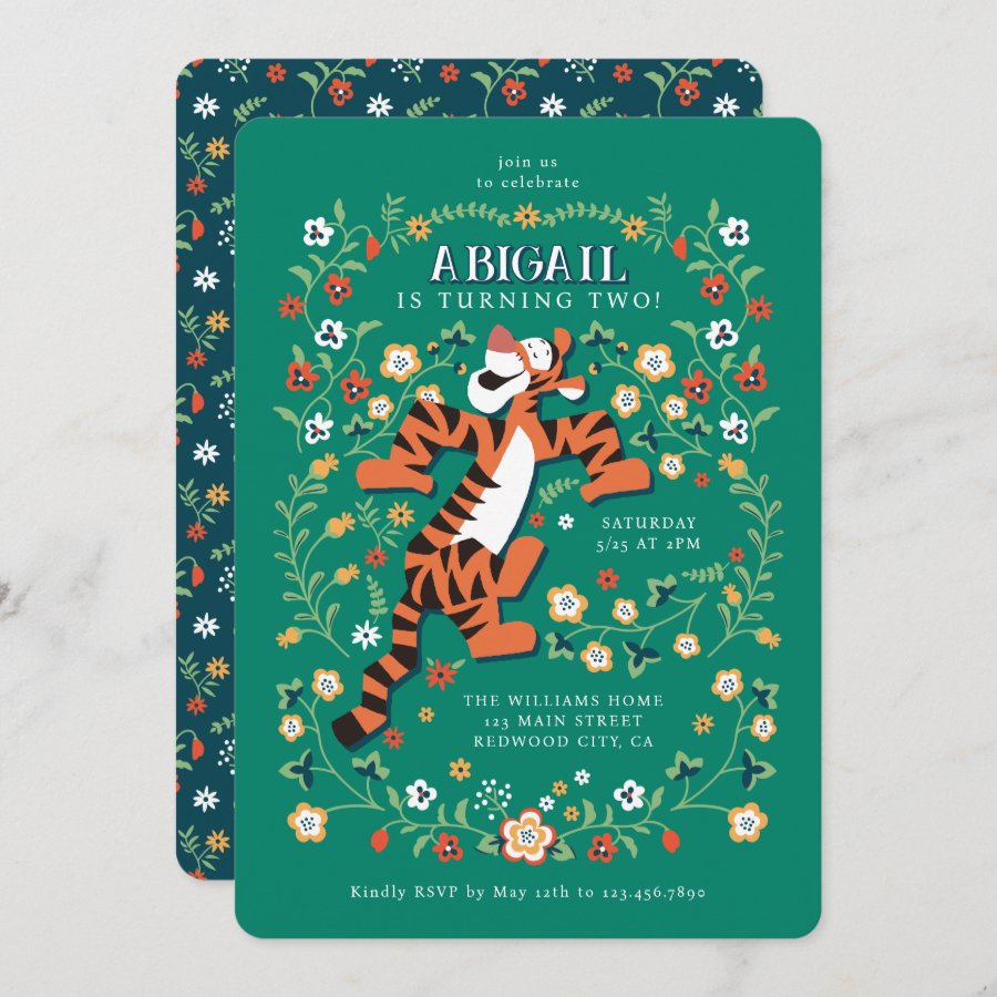 Disney&#39;s Tigger Whimsical Floral Birthday