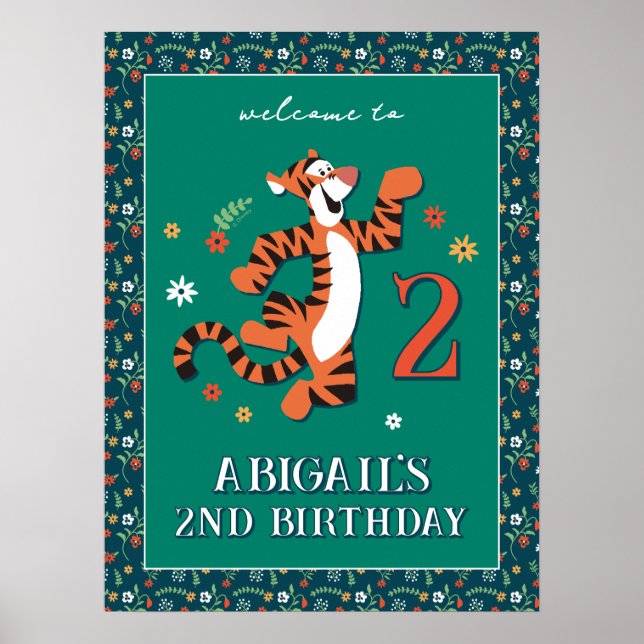 Disney's Tigger Whimsical Floral Birthday Welcome Poster (Front)