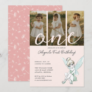 Disney's Tinker Bell 1st Birthday   Photo Collage Invitation
