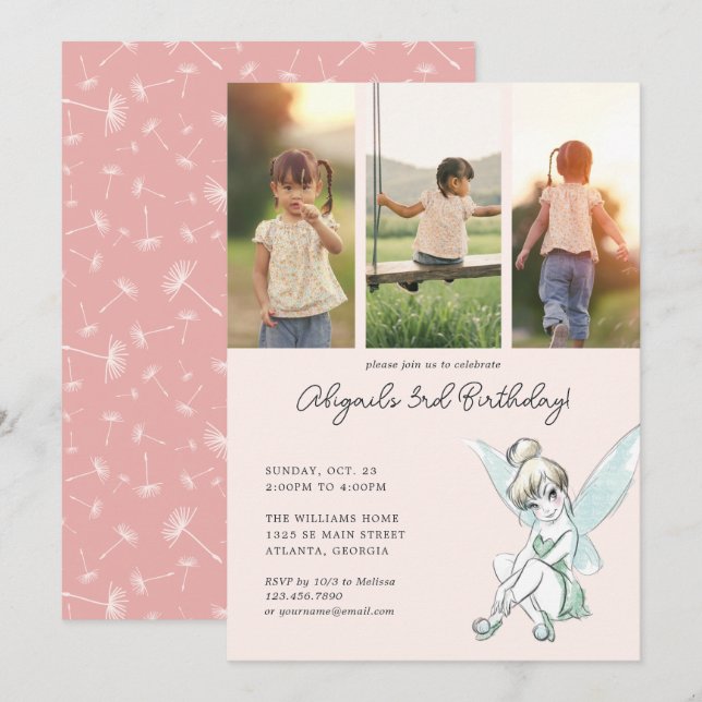 Disney's Tinker Bell Birthday | Photo Collage Invitation (Front/Back)