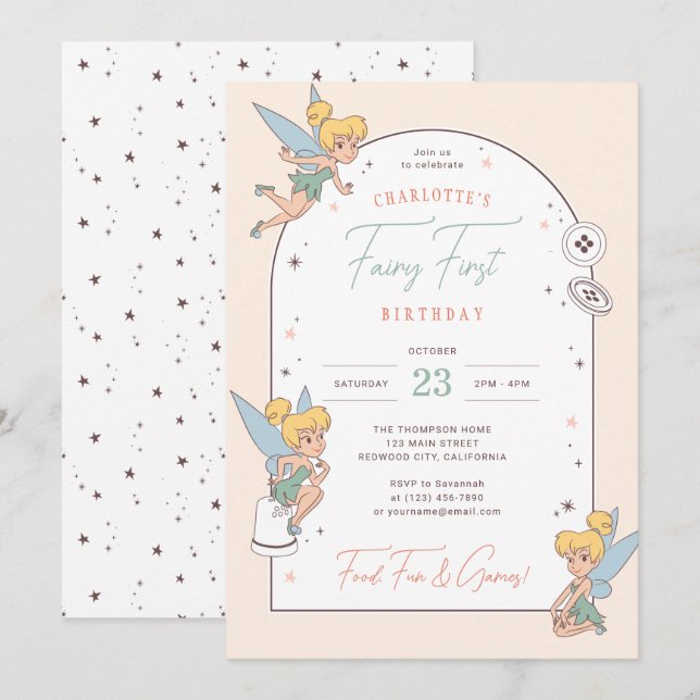Disney's Tinker Bell | Fairy First Birthday Invitation (Front/Back)