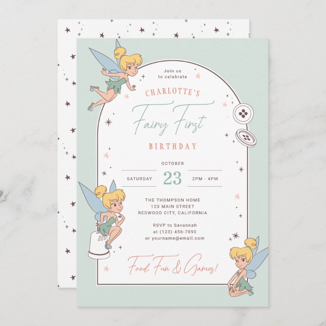 Disney's Tinker Bell | Fairy First Birthday Invitation (Front/Back)