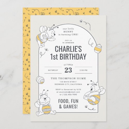 Disneys Winnie the Pooh Bumble Bee Birthday Invitation