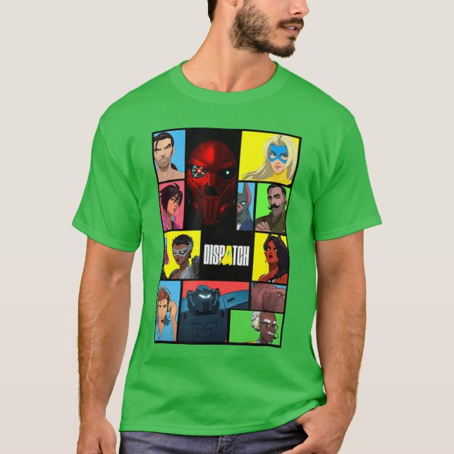 Dispatch Video Game Collage Design retro T-Shirt (Front)