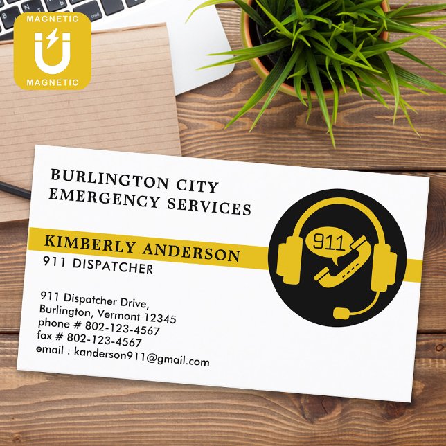 Dispatcher 911 Emergency Custom Professional Logo Business Card Magnet (Creator Uploaded)