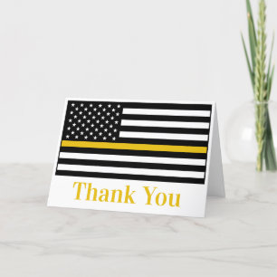 Dispatcher 911 Police Thin Gold Line  Letterpress Thank You Card