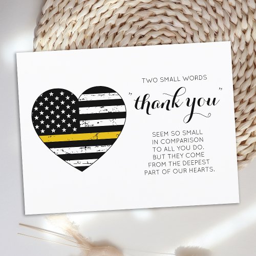 Dispatcher 911 Police Thin Gold Line Thank You  Postcard