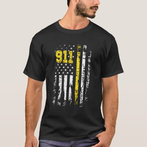 Dispatcher 911 Usa Flag Dispatcher Back Print T_Shirt