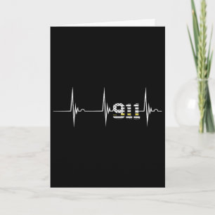 Dispatcher 911 Vintage Usa Flag Heartbeat Ekg Puls Card