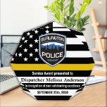 Dispatcher Custom Department Logo Gold Line Acrylic Award<br><div class="desc">Celebrate and show your appreciation to an outstanding Dispatcher with this Thin Gold Line Award - American flag design in Dispatcher Flag colors , modern black gold design with custom 911 emergency department logo. Personalize this 911 dispatcher award with dispatchers name, text with law enforcement , police department, emergency or...</div>